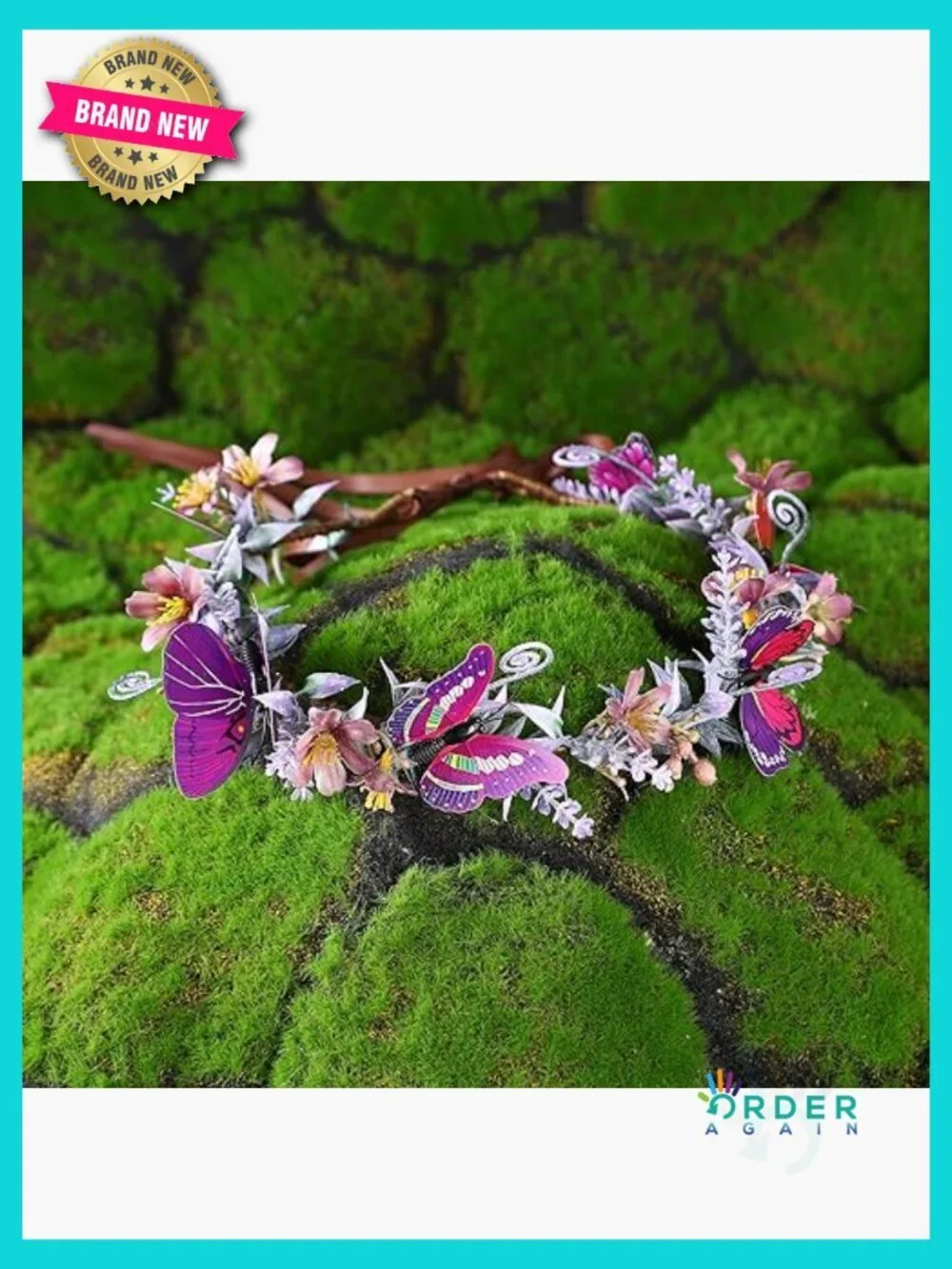 Handmade Butterfly Flower Crown Fairy Headband Adjustable Renaissance Festival
